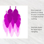 Feathers Template Svg Png For Cricut, Silhouette, Brother Pertaining To Cricut Feather Template