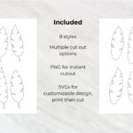 Feathers Template Svg Png For Cricut, Silhouette, Brother With Feather Cutout Template