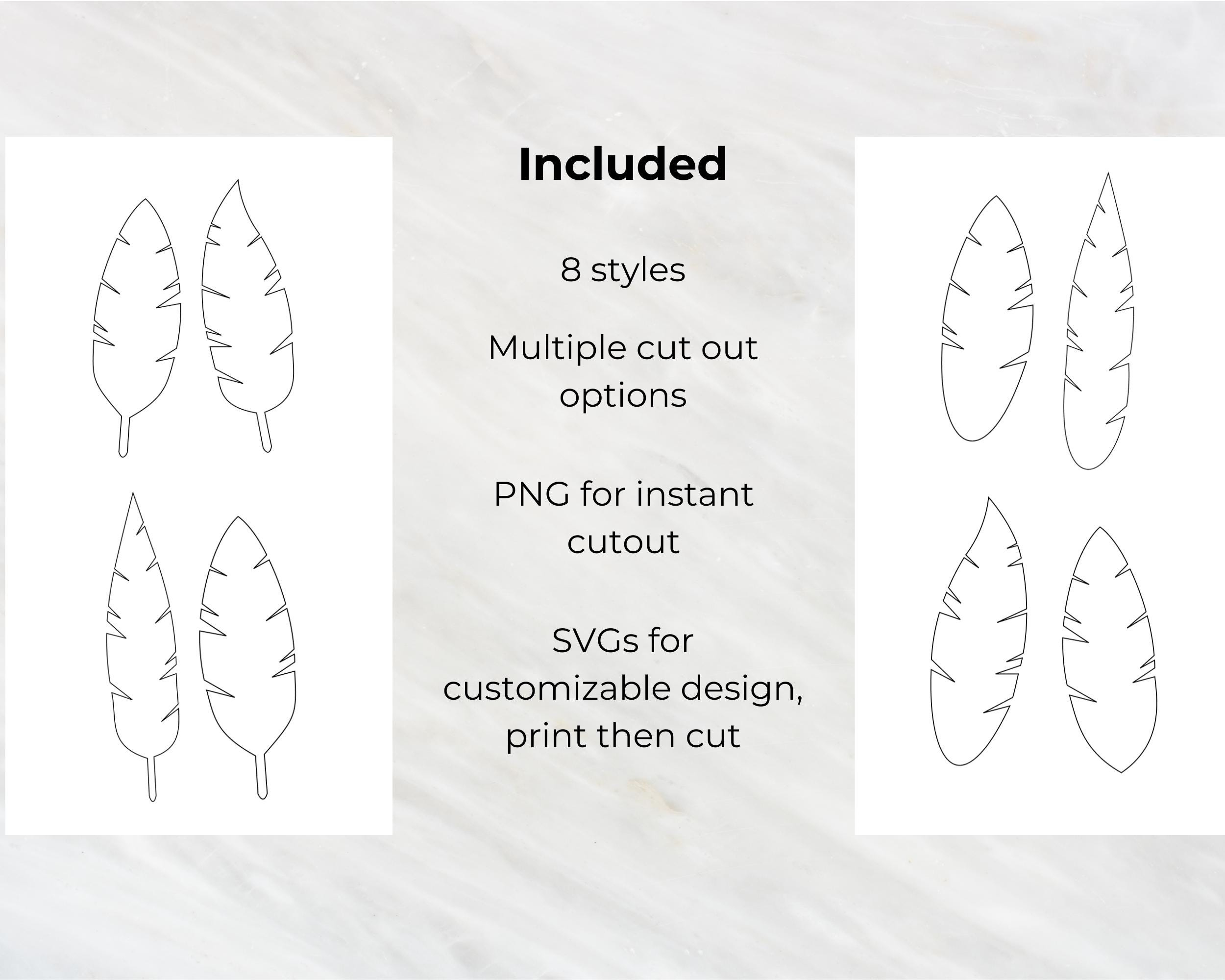 Feathers Template Svg Png For Cricut, Silhouette, Brother with Feather Cutout Template