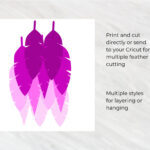 Feathers Template Svg Png For Cricut, Silhouette, Brother With Feather Template Cricut