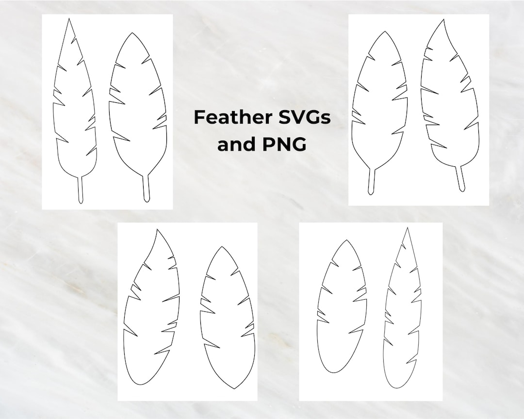 Feathers Template Svg Png For Cricut, Silhouette, Brother with Template Feather