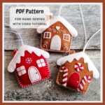 Felt Gingerbread House Pattern, Christmas Ornament Pdf For Hand With Regard To Gingerbread House Felt Template