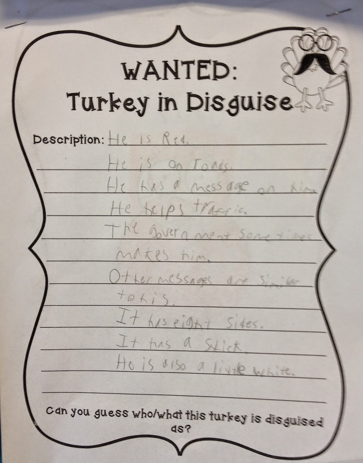 Flashback: Turkeys In Disguise - Mrs. O Knows for Turkey In Disguise Writing Template