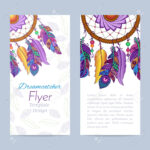 Flyer With Hand Drawn Dreamcatcher And Feathers Royalty Free Svg With Regard To Feather Template Flyer
