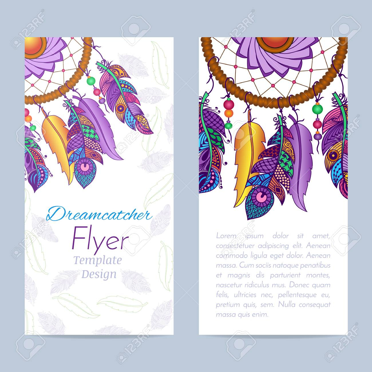 Flyer With Hand Drawn Dreamcatcher And Feathers Royalty Free Svg with regard to Feather Template Flyer