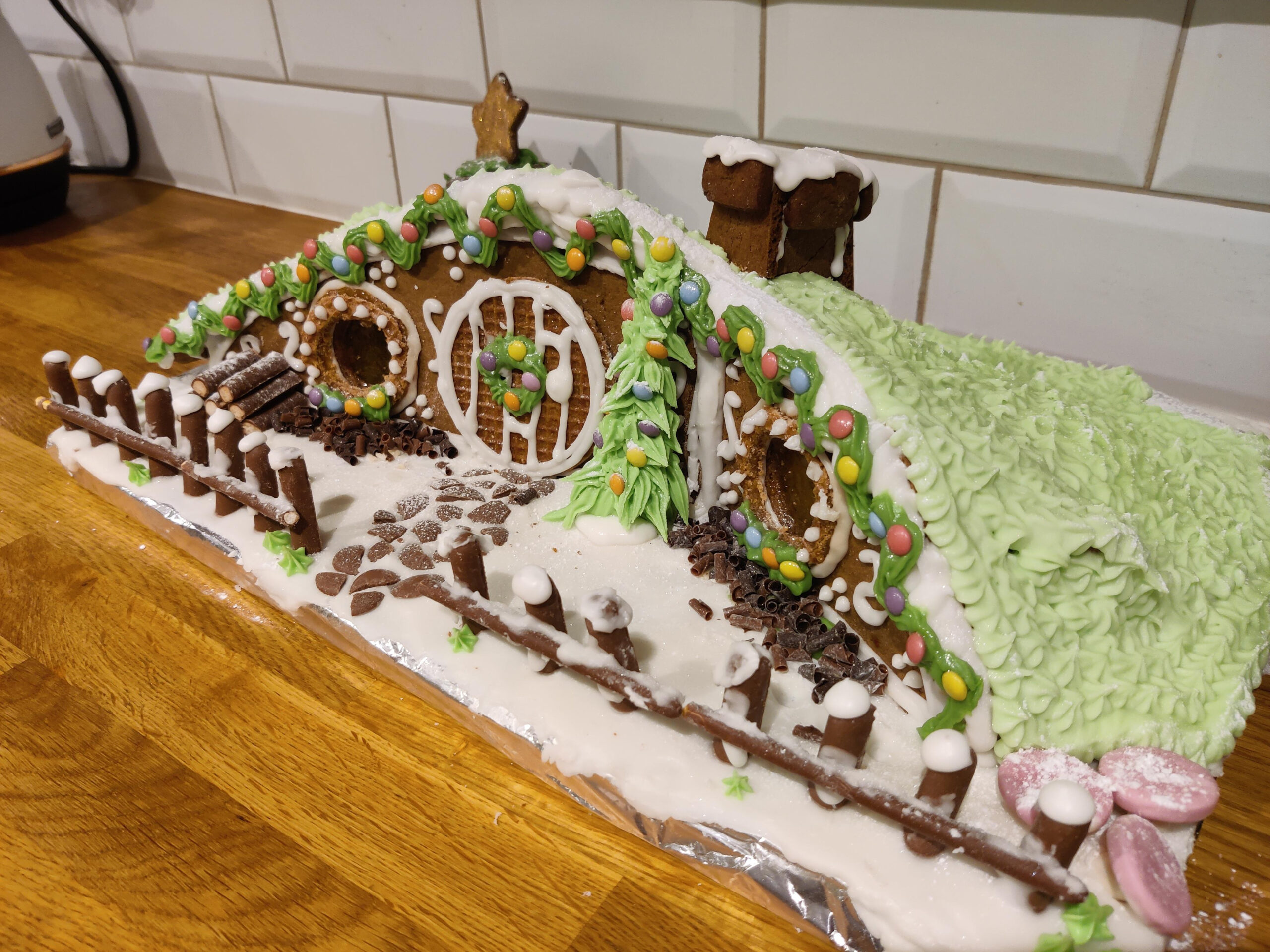 For My First Gingerbread House, I Went For A Christmas Hobbit Hole intended for Hobbit Gingerbread House Template