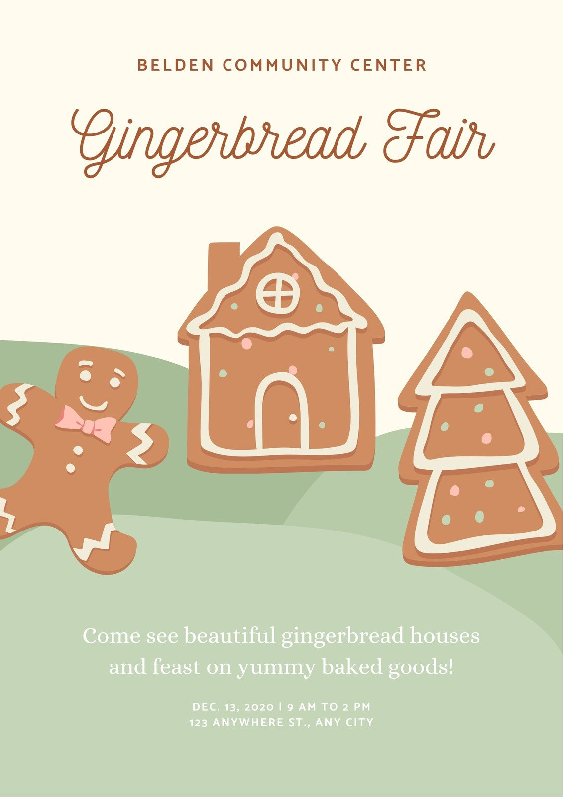 Free And Customizable Gingerbread Templates for Gingerbread House Flyer Template