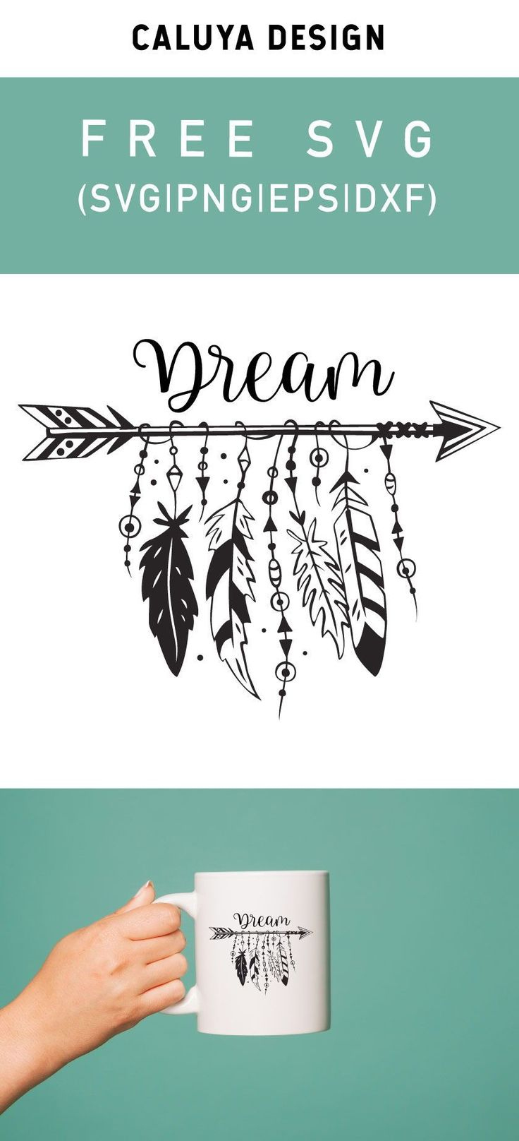 Free Boho Feather With Arrow Svg, Png, Eps &amp;amp; Dxfcaluya Design in Arrow Feather Printable Template