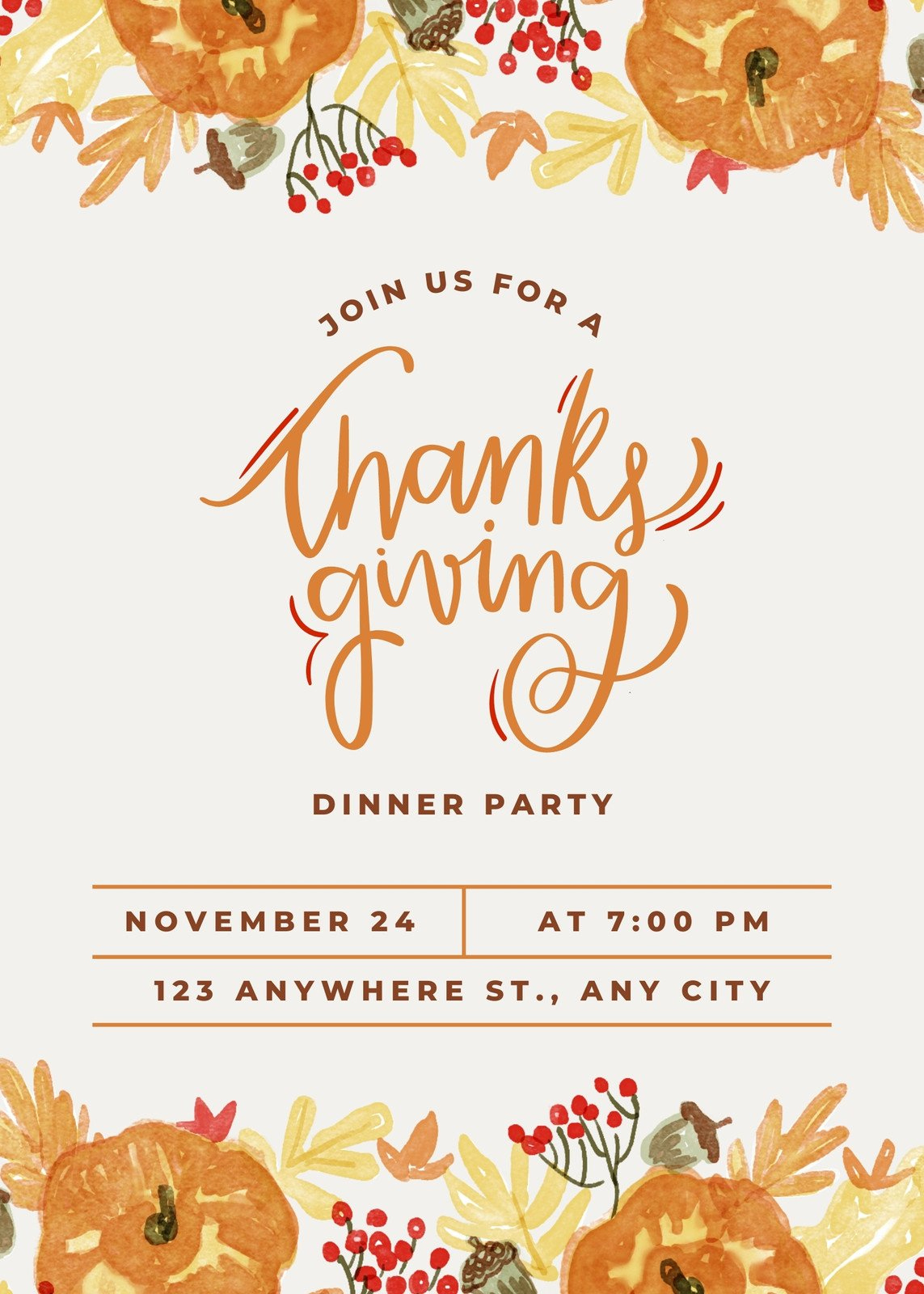 Free Custom Printable Thanksgiving Invitation Templates | Canva regarding Turkey Invitation Template
