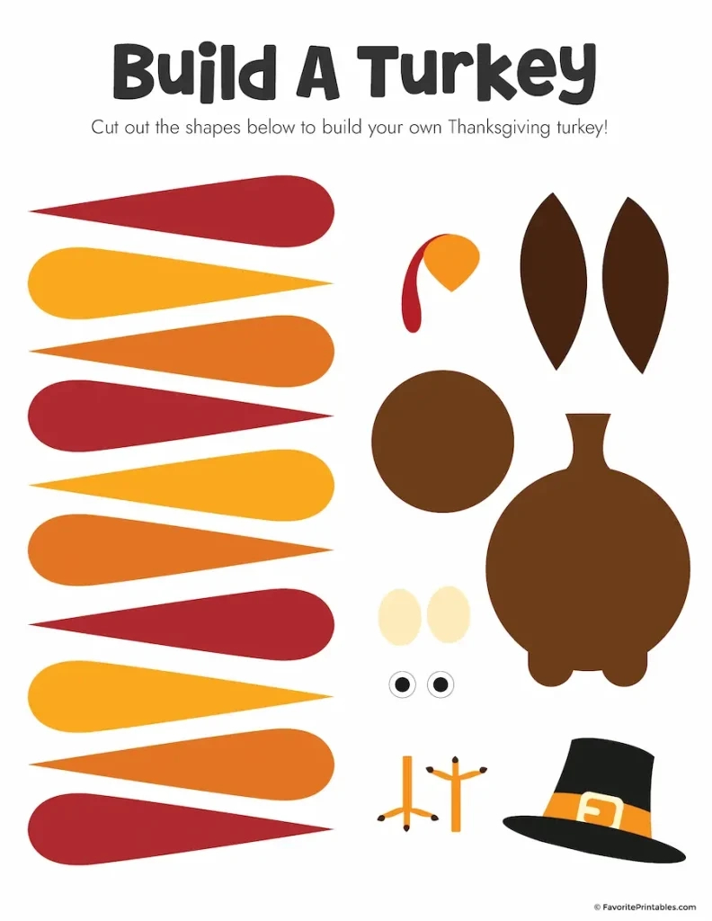 Free Printable Build A Turkey Cutout - Favorite Printables inside Build Your Own Turkey Template