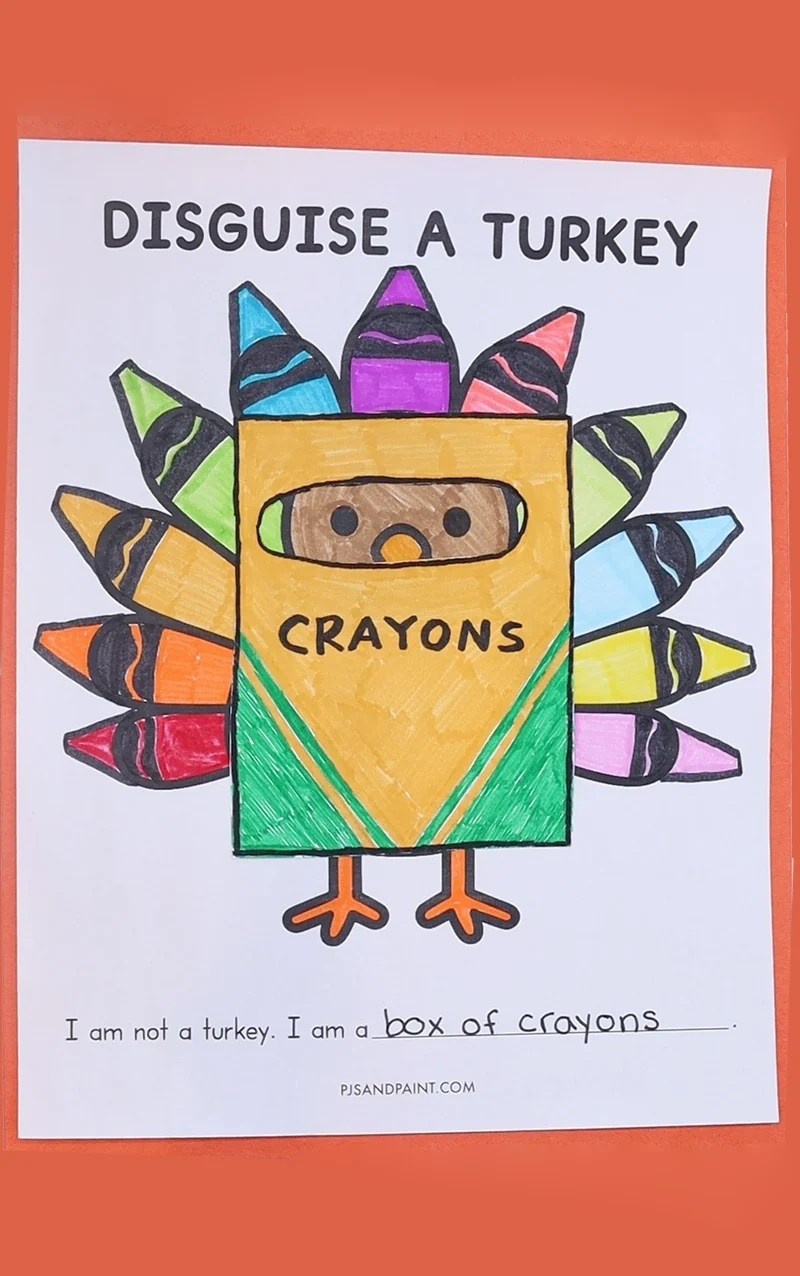 Free Printable Disguise A Turkey Template - Pjs And Paint inside Disguise A Turkey Crayon Box Template