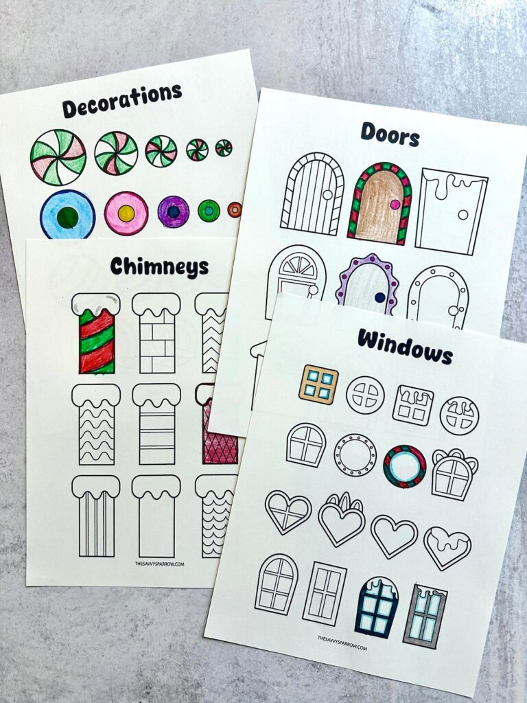 Free Printable Gingerbread House Craft For Kids - The Savvy Sparrow for Gingerbread House Decorations Template