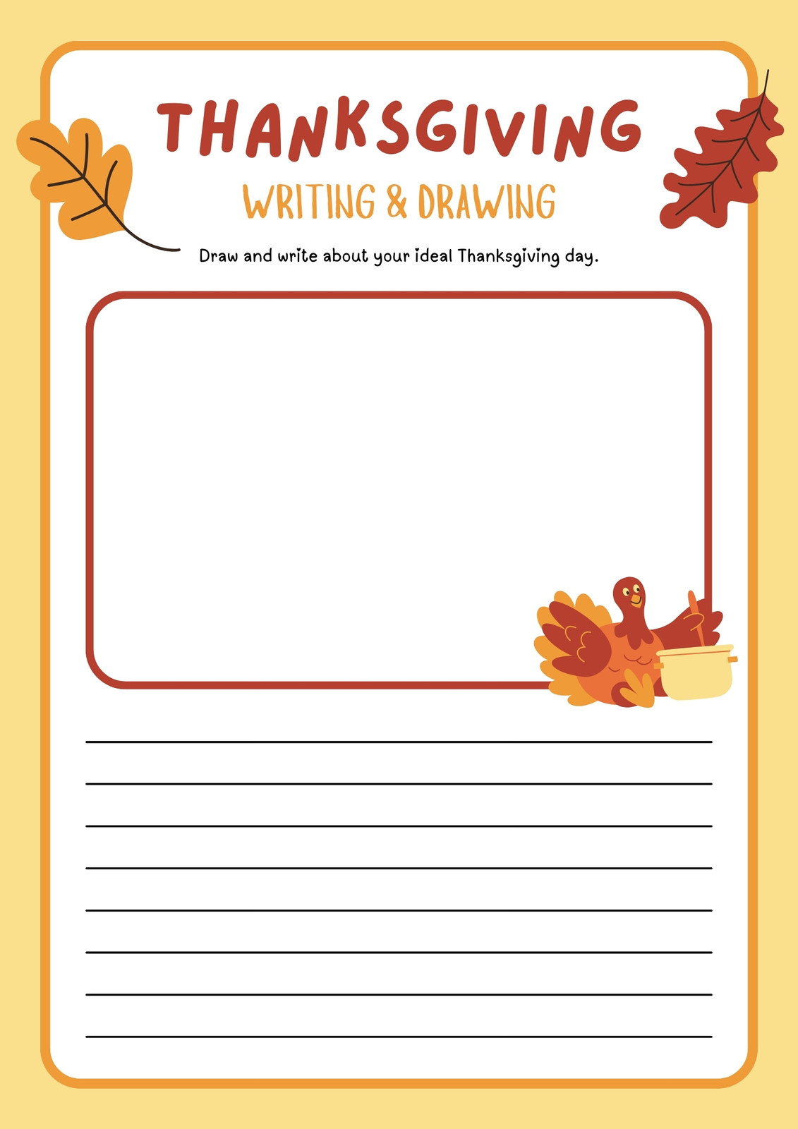 Free Printable Thanksgiving Worksheet Templates | Canva with Free Turkey Writing Template
