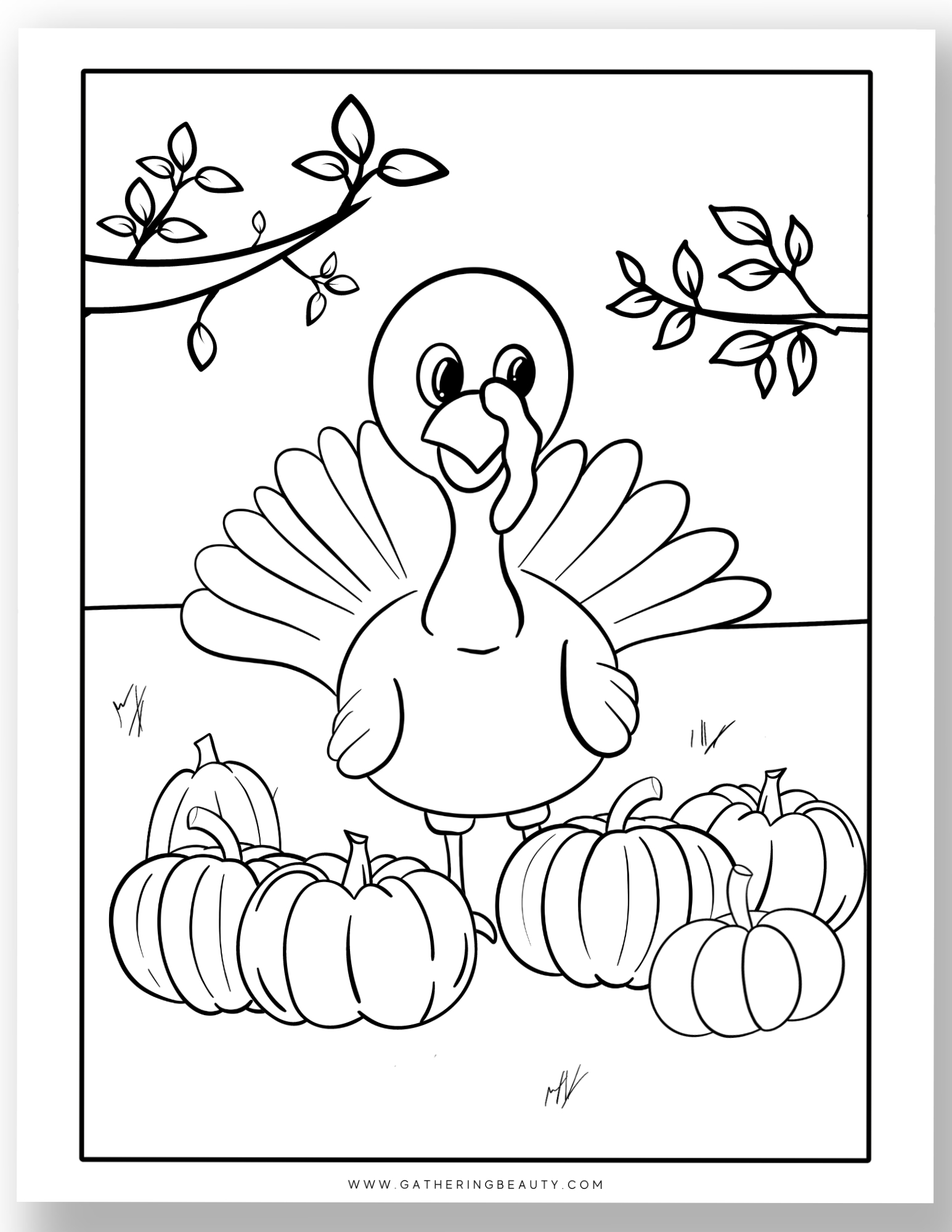 Free Printable Turkey Colouring Pages — Gathering Beauty for Turkey Template Coloring Page