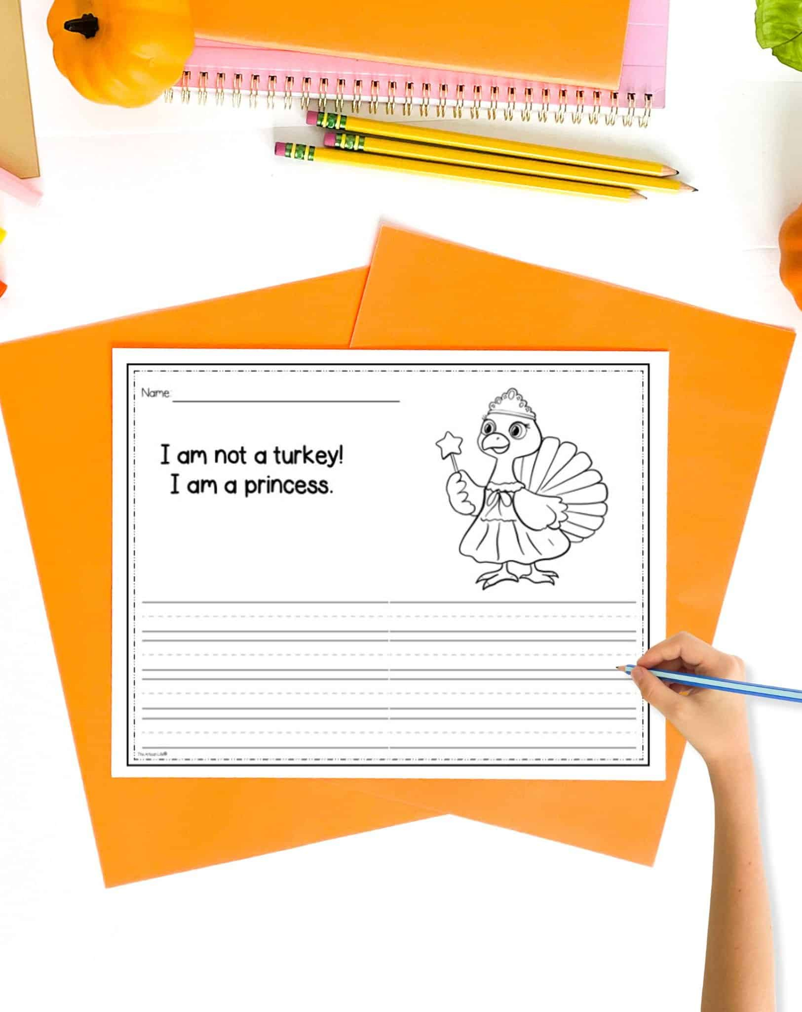 Free Printable Turkey In Disguise Coloring Creative Writing pertaining to I Am Not A Turkey Writing Template