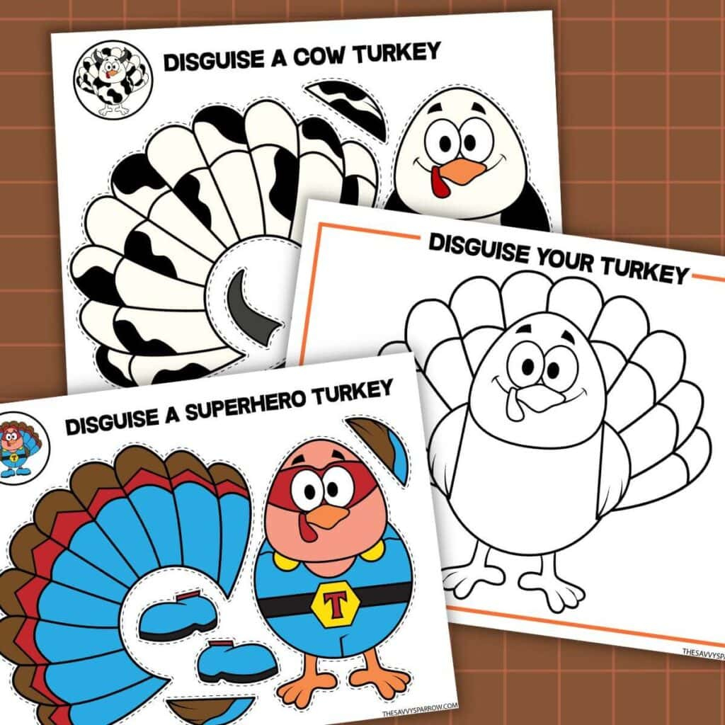Free Printable Turkey In Disguise Templates To "Hide A Turkey" in Family Turkey Project Template Top