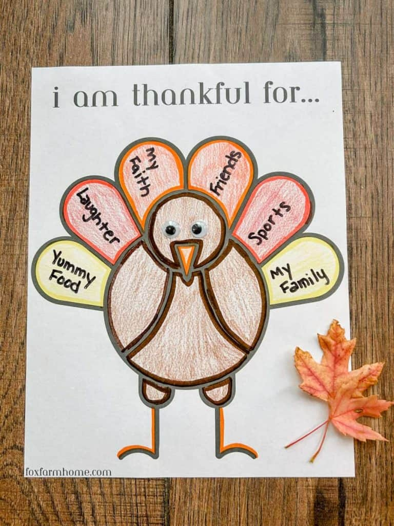 Free Thanksgiving &amp;quot;I Am Thankful For&amp;quot; Printable - Fox Farm Home throughout Thankful Turkey Template Free