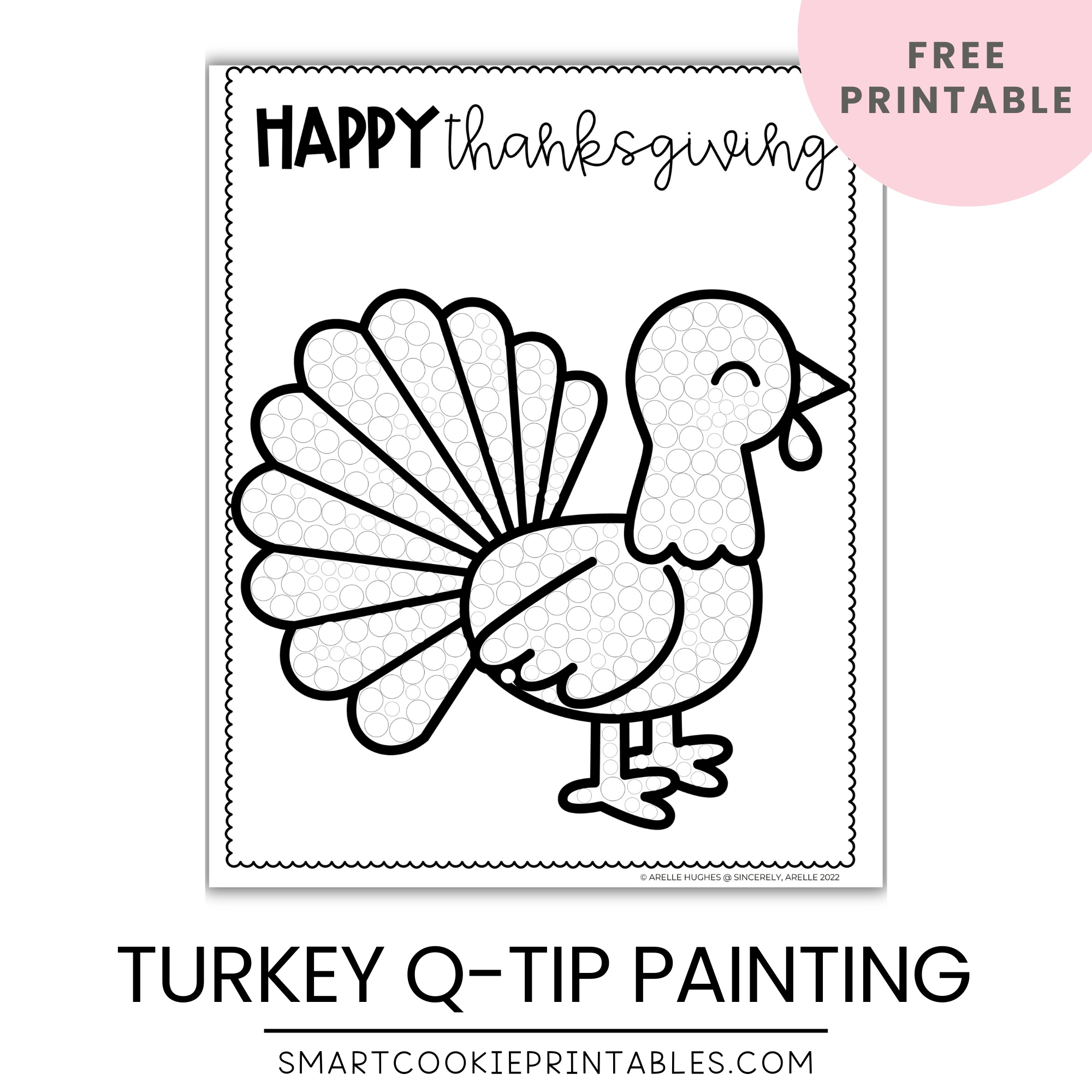 Free Thanksgiving Turkey Q-Tip Craft Printable - Smart Cookie for First Palette Turkey Template