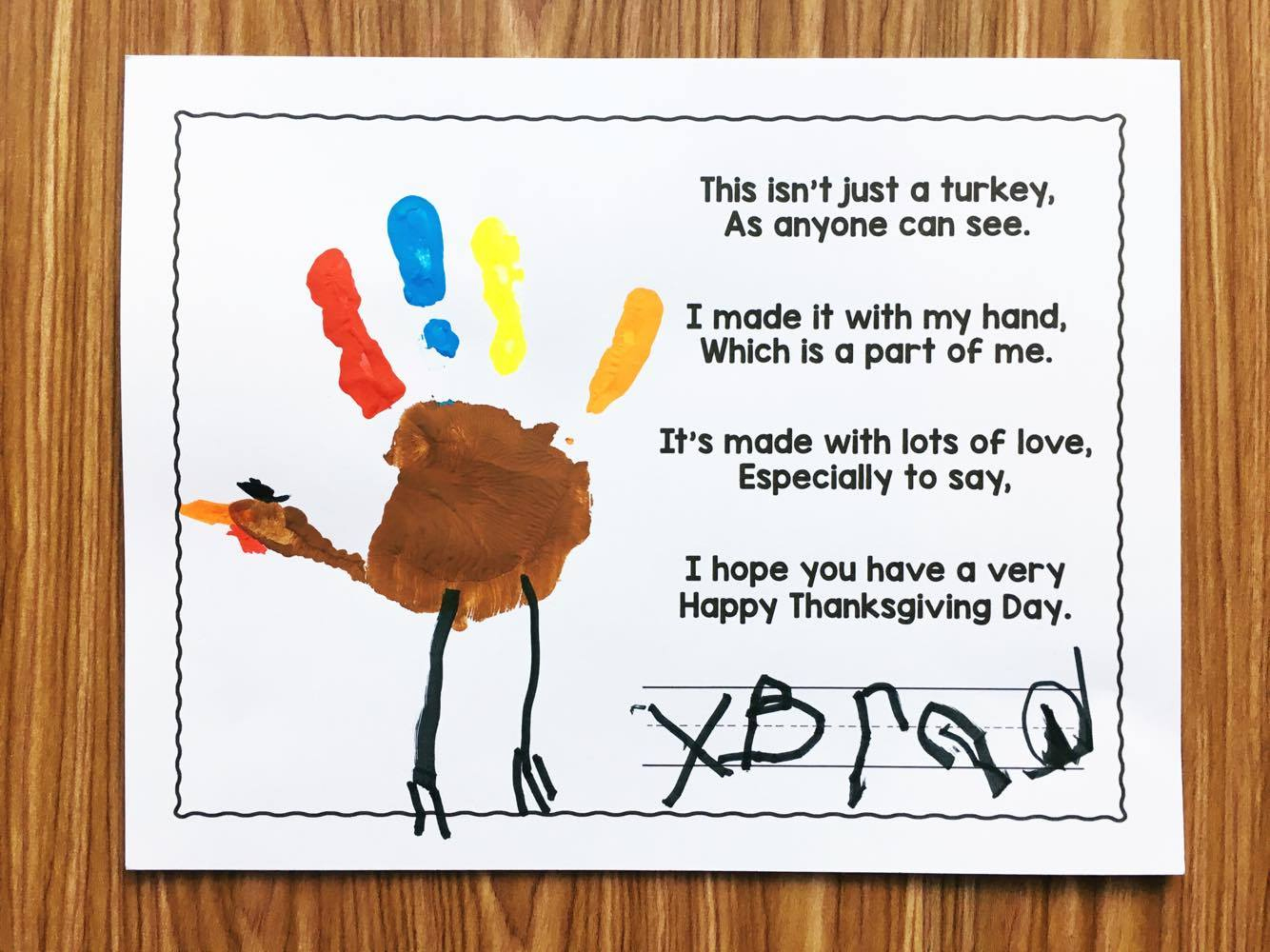 Free Turkey Handprint Poem - Simply Kinder intended for Turkey Handprint Poem Template