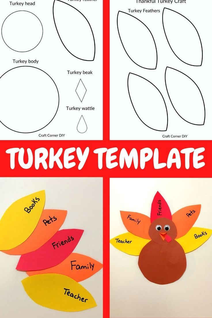 Free Turkey Template Kids Craft with Free Printable Kindergarten Turkey Template