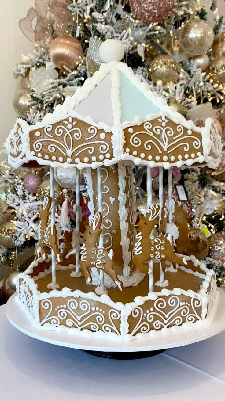 Gingerbread Carousel with Carousel Gingerbread House Template