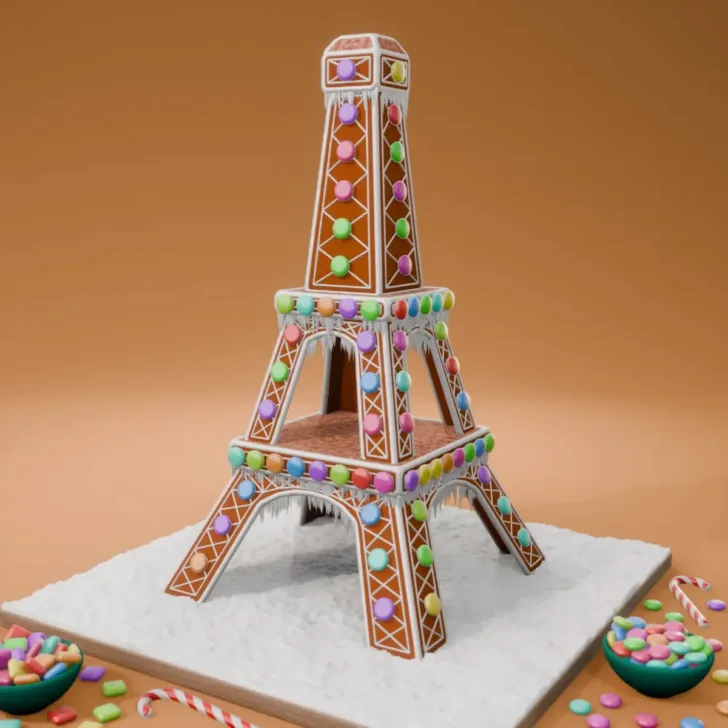 Eiffel Tower Gingerbread House Template