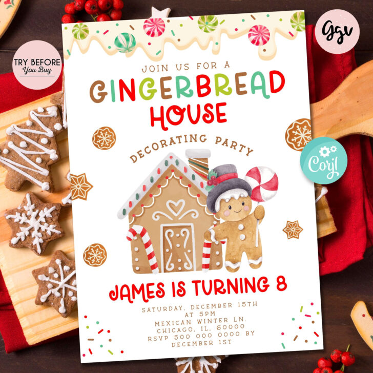 Gingerbread House Invitation Template