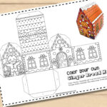Gingerbread House Coloring Page (Build Your Own 3D House) Inside Gingerbread House Foldable Template