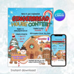 Gingerbread House Contest Flyer Cooking Decorating Christmas Regarding Gingerbread House Contest Flyer Template