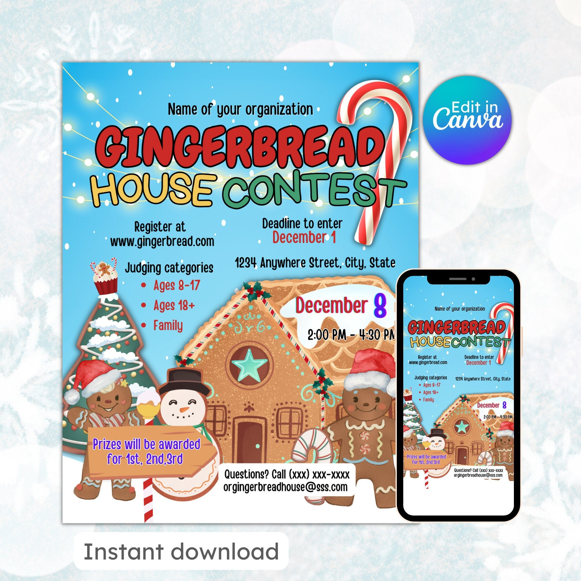 Gingerbread House Contest Flyer Cooking Decorating Christmas regarding Gingerbread House Contest Flyer Template