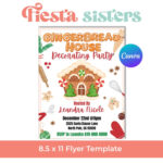 Gingerbread House Decorating Party Flyer, Gingerbread Cookie Pertaining To Gingerbread House Flyer Template