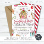 Gingerbread House Decorating Party Invitation: Diy Editable With Regard To Gingerbread House Invitation Template