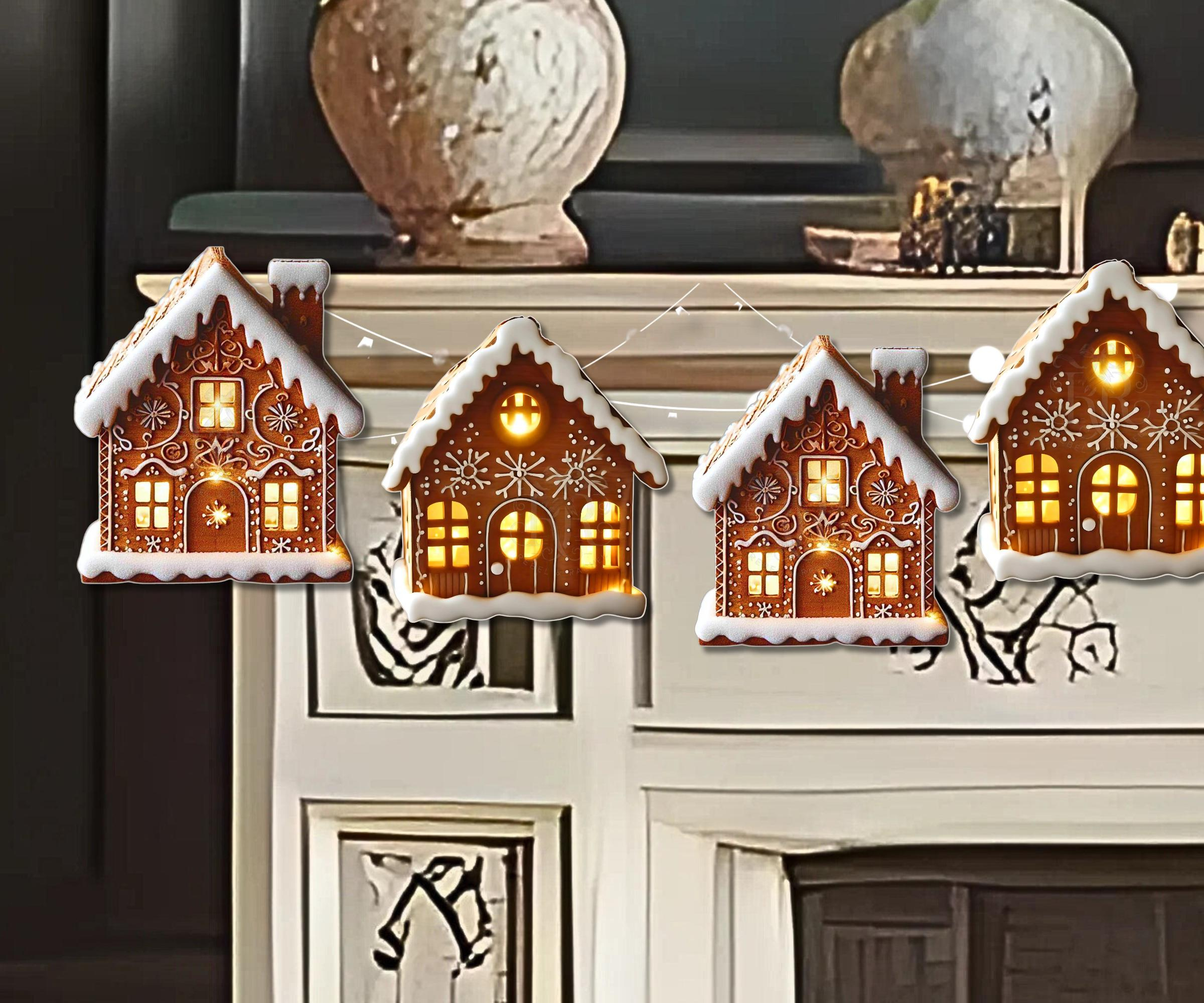 Gingerbread House Garland: Printable Christmas Bunting (Digital pertaining to Gingerbread House Garland Template