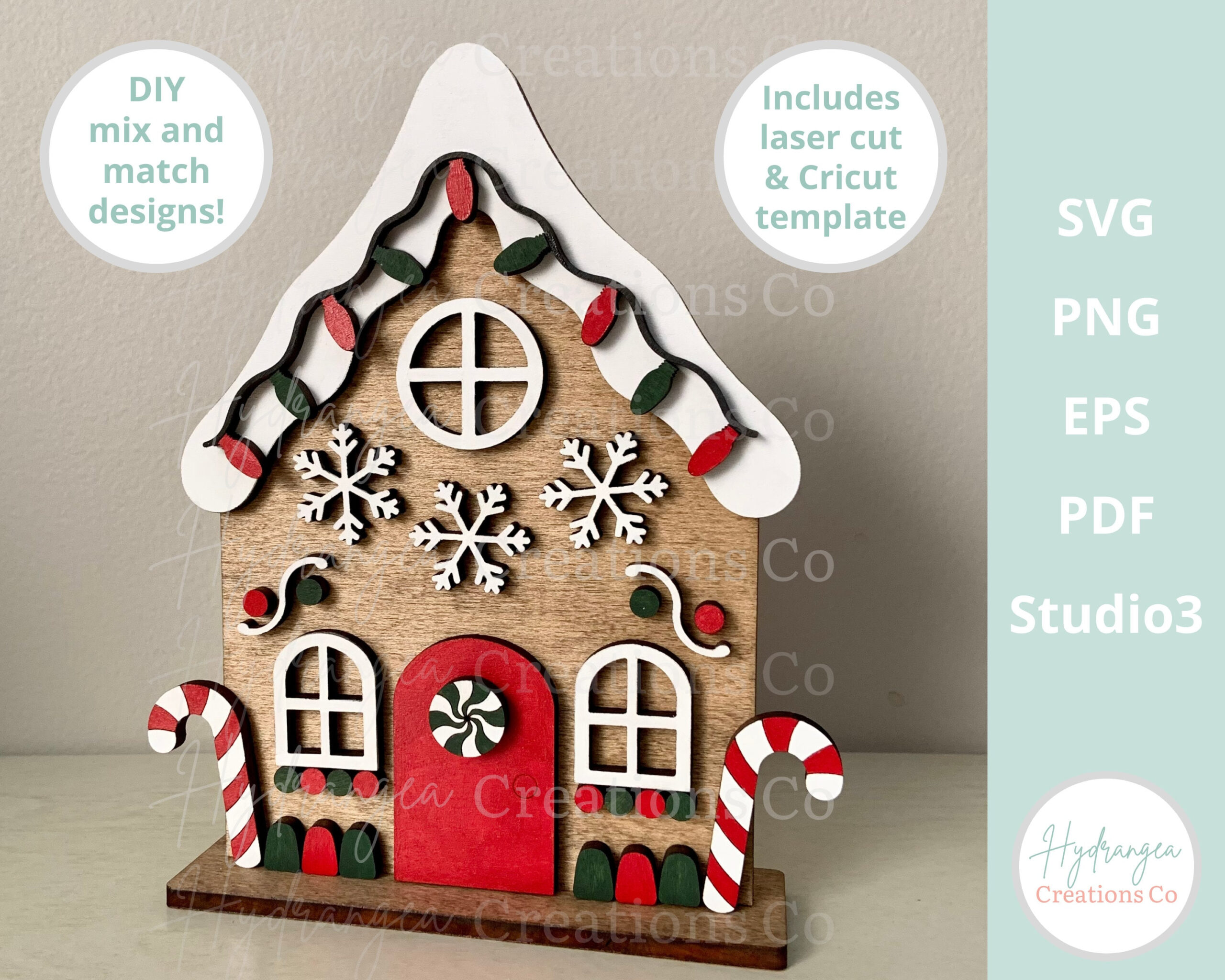 Gingerbread House Kit Svg Diy Glowforge Laser Cut File Cricut in Cricut Gingerbread House Template