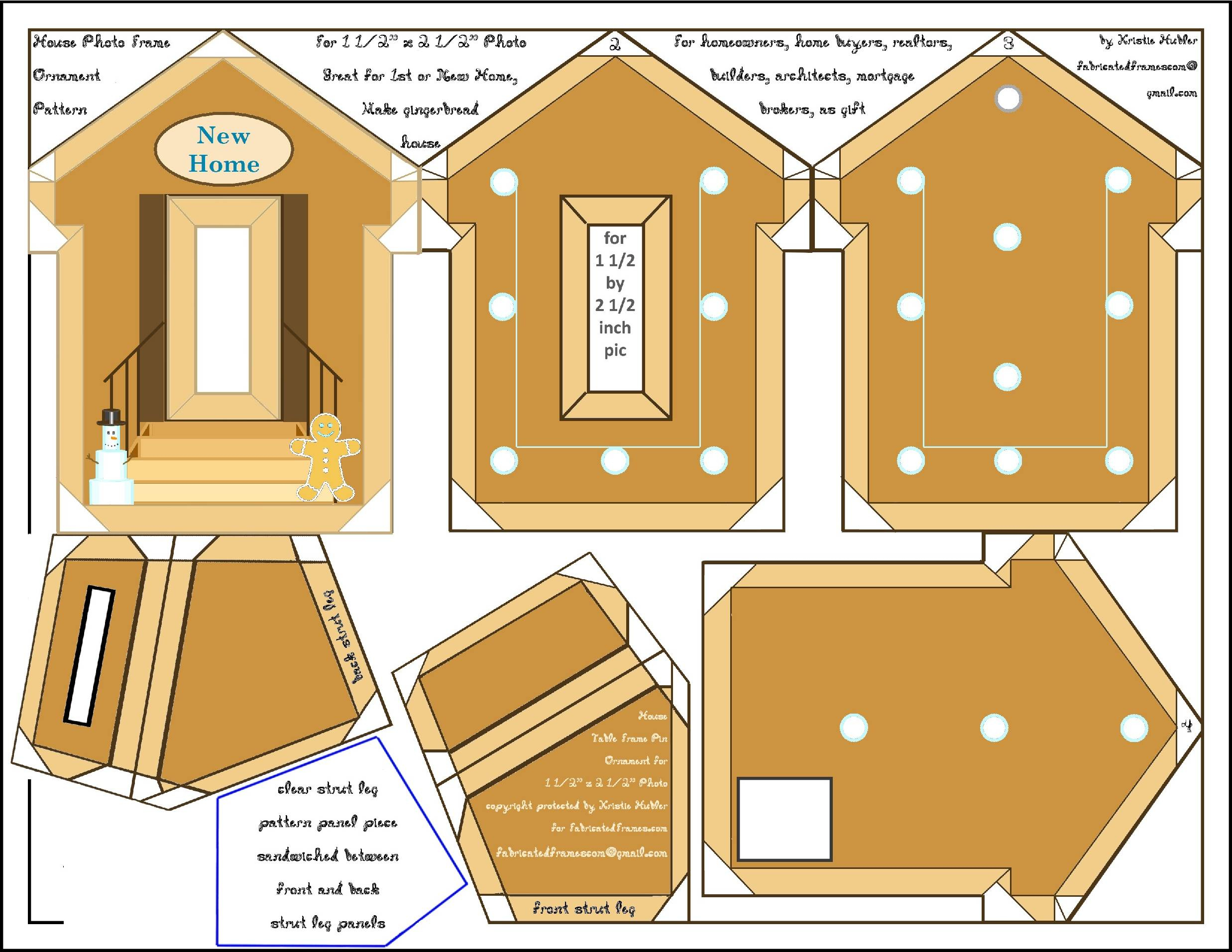 Gingerbread House New Home Frame Pin Ornament Pattern Printable throughout Printable a Frame Gingerbread House Template