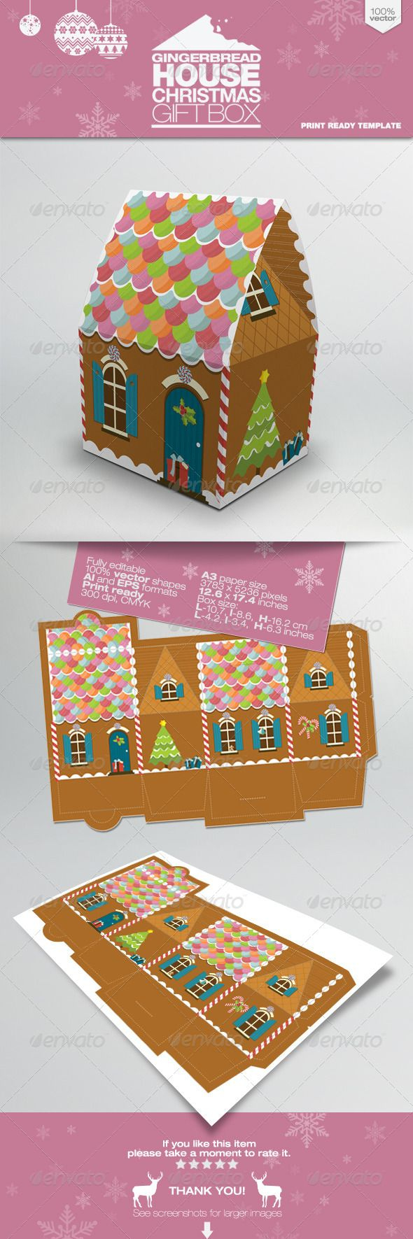 Gingerbread House Packaging Gift Box intended for Gingerbread House Box Template