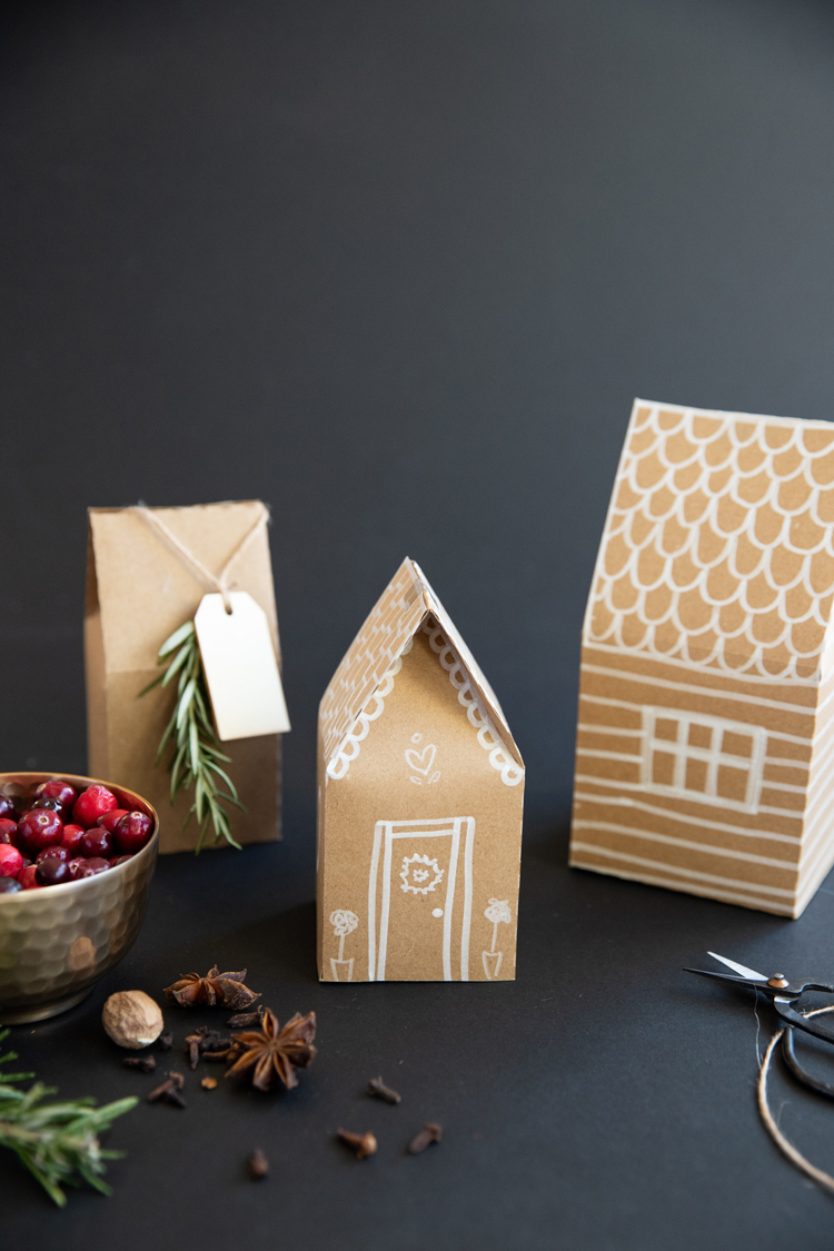 Gingerbread House Paper Gift Boxes – Free Template + Cut File inside Gingerbread House Gift Box Template