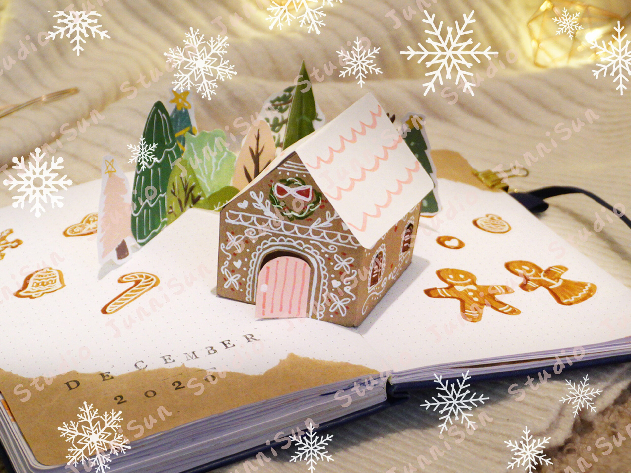 Gingerbread House Pop-Up Card Template | Junnisun Bullet Journal with regard to Gingerbread House Card Template