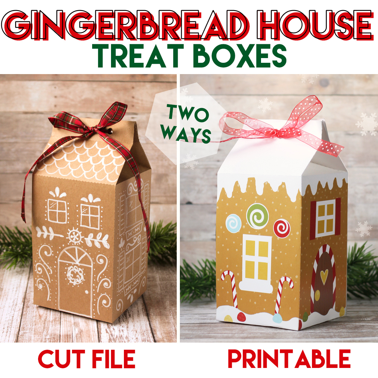 Gingerbread House Treat Box Printable And Cut File for Gingerbread House Gift Box Template