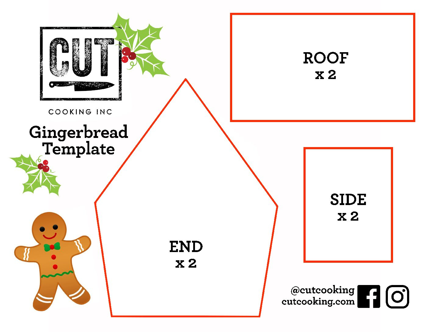 Gingerbread Houses - Cut Cooking in Gingerbread House Template With Measurements