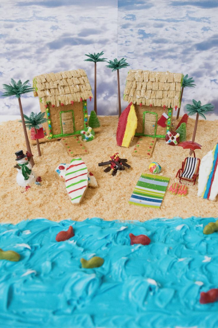 Graham Cracker Beach House & Peanut Butter Cookie Surfboards for Gingerbread Beach House Template
