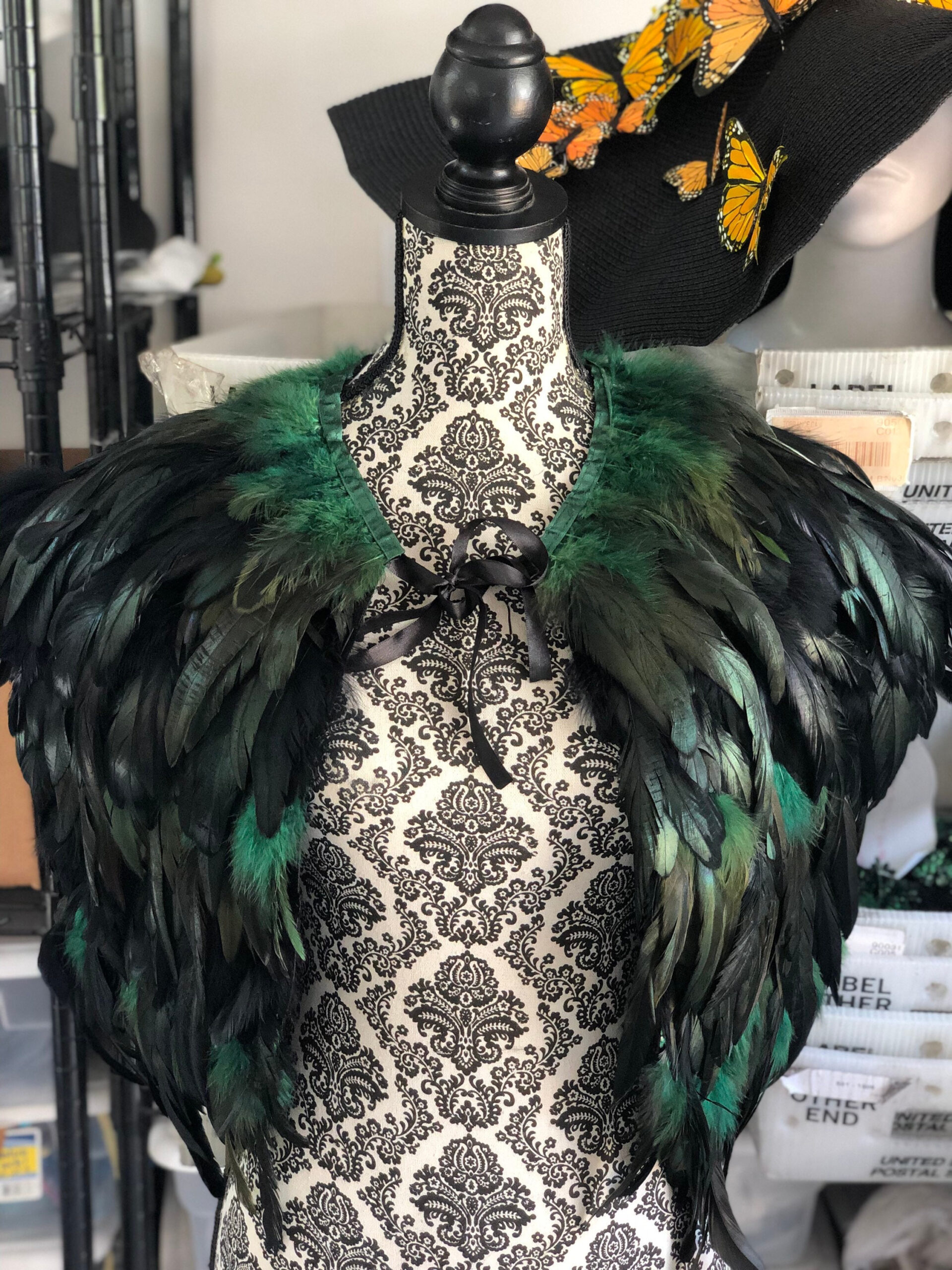 Green Feather Cape Bird Feather Vest Viking Warrior Cape Wicca in Costume Feather Template