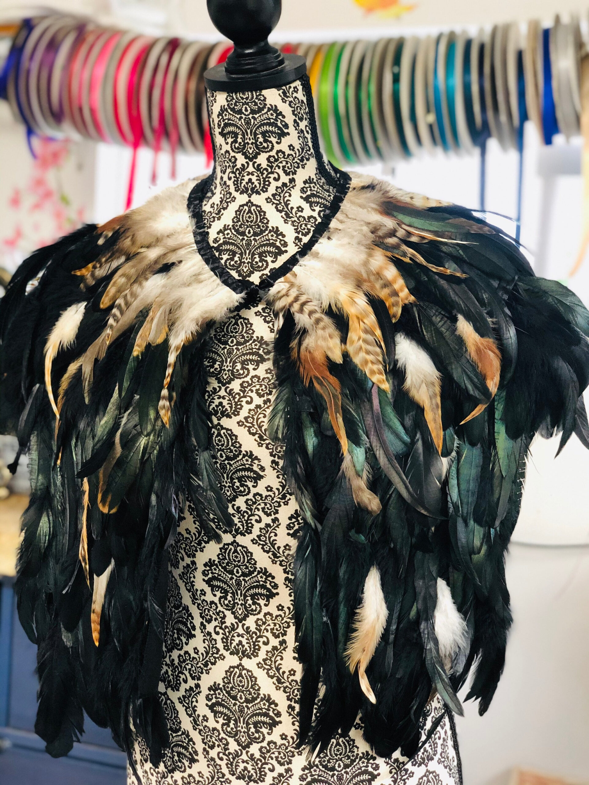 Green Feather Cape Bird Feather Vest Viking Warrior Cape Wicca within Cape Feather Template