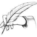 Hand Holds A Feather Quill Pen Drawn In Engraving Style Regarding Feather Pen Template Printable