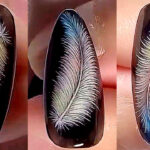 Hand Painted Feather Nail Design   Black & White Feather Nail Art   Hand  Painted Nail Art Design # 7 Pertaining To Feather Nail Art Template