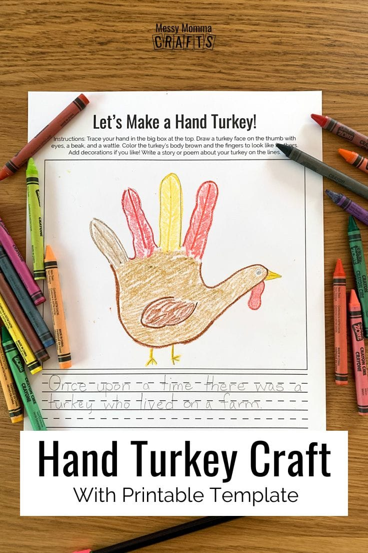Hand Turkey Thanksgiving Craft With Printable Template pertaining to Hand Turkey Drawing Template