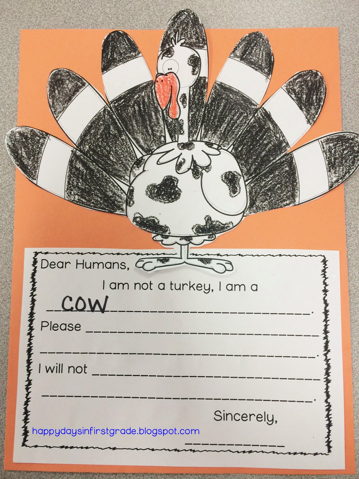 Happy Days In First Grade: A New Name & A Turkey Freebie! pertaining to I Am Not a Turkey Writing Template