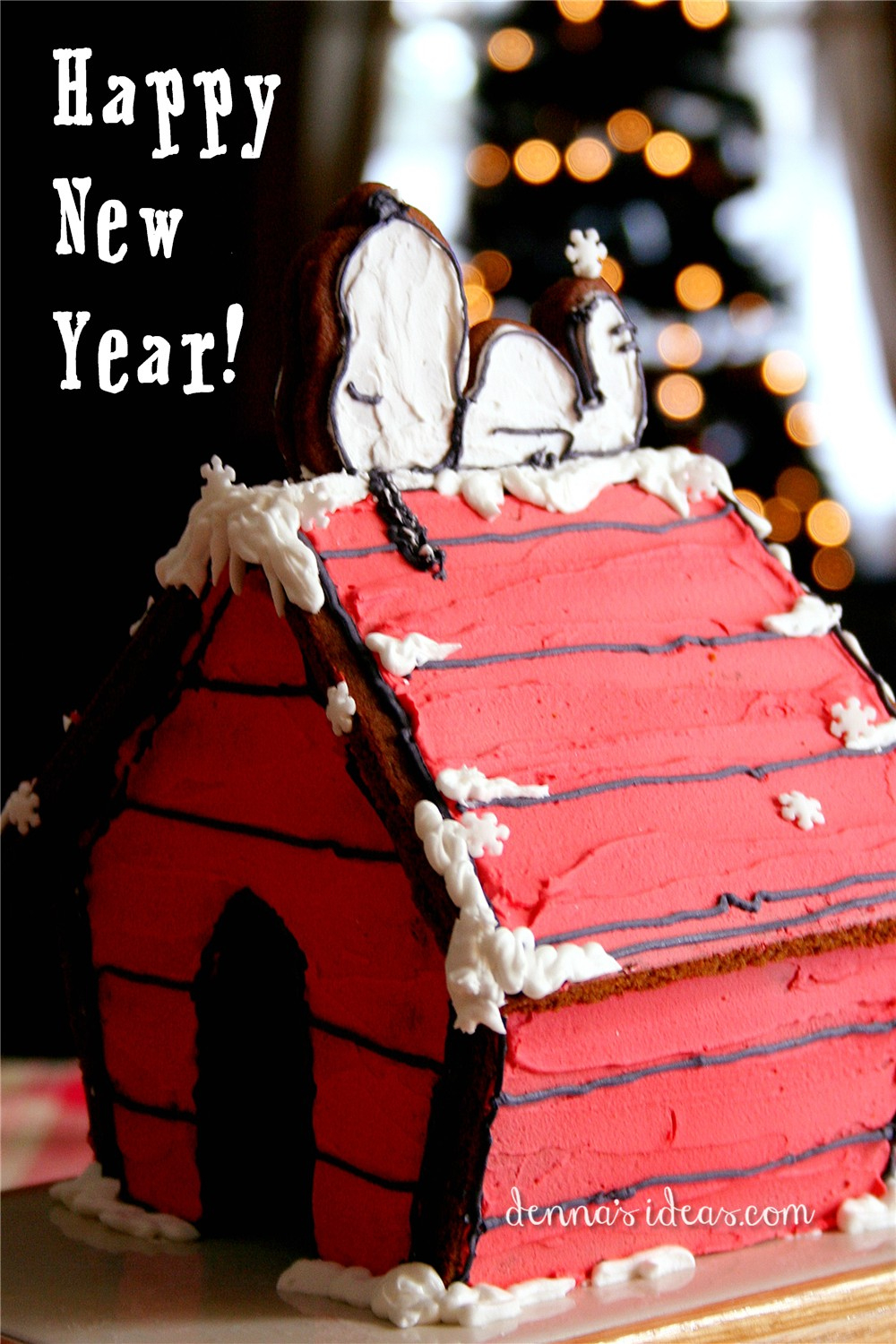 Happy New Year With A Gingerbread Snoopy&amp;#039;S Doghouse | Denna&amp;#039;S Ideas with Snoopy Gingerbread House Template
