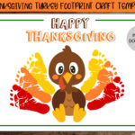 Happy Thanksgiving Turkey Footprint Crafts, Printable Handprint Intended For Turkey Footprint Template