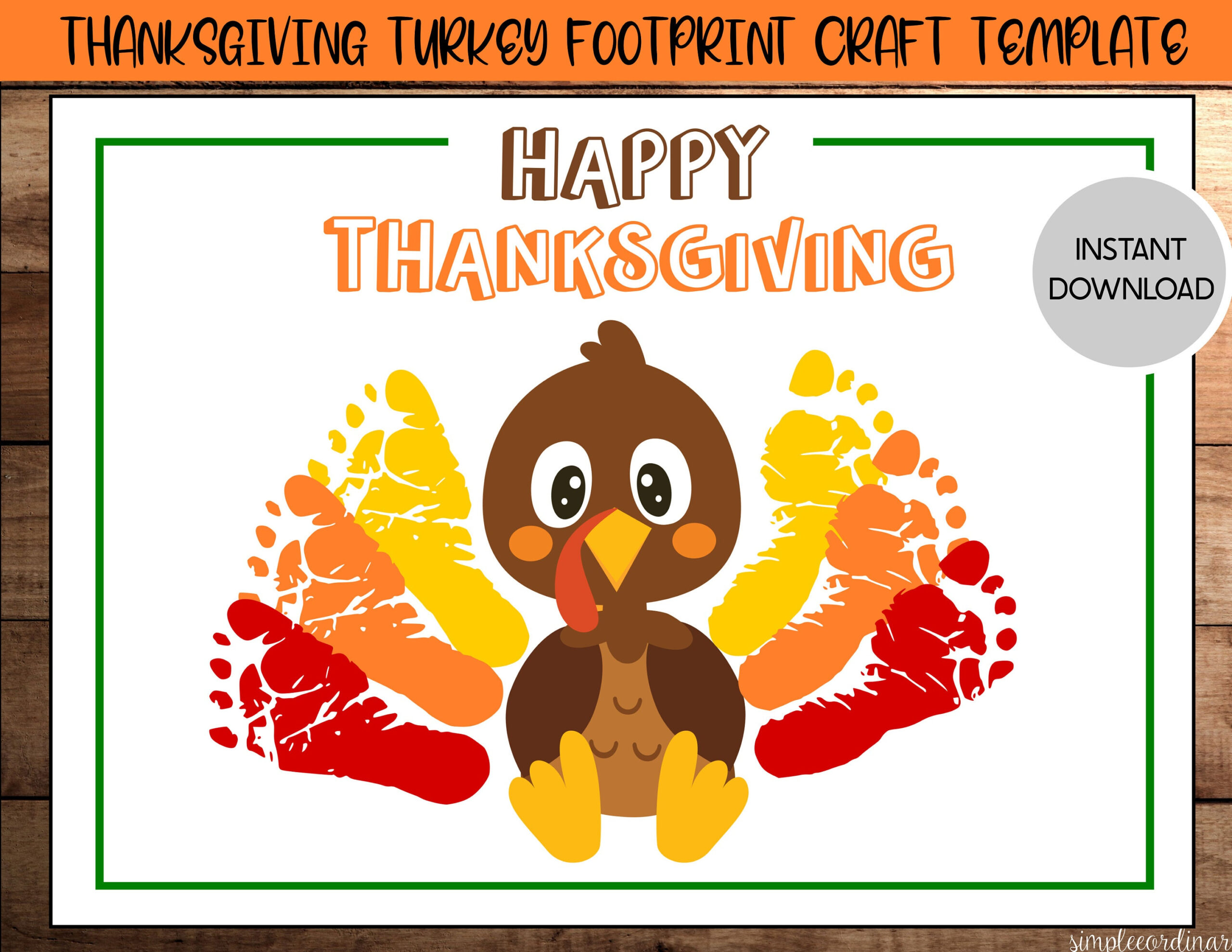 Happy Thanksgiving Turkey Footprint Crafts, Printable Handprint intended for Turkey Footprint Template